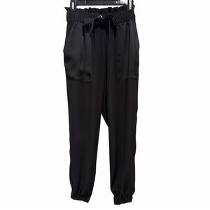 Ramy Brook Black Crepe Joggers w/ Satin Patch Pockets | Small